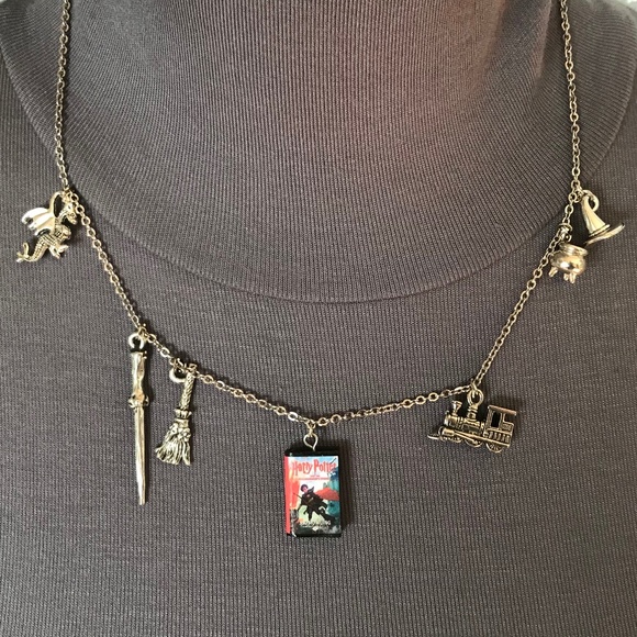Harry Potter Series J. K. Rowling Handmade Literature Necklace, Book Cover, Wand - Picture 9 of 16